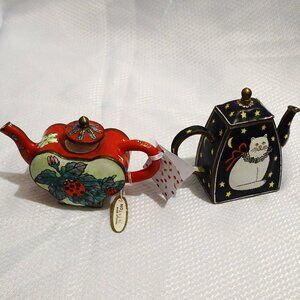 2 Miniature Cloisonne Teapots
